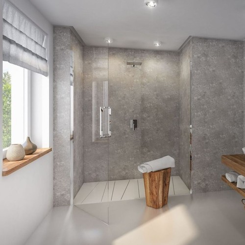 Concrete grey pvc bathroom - concrete,