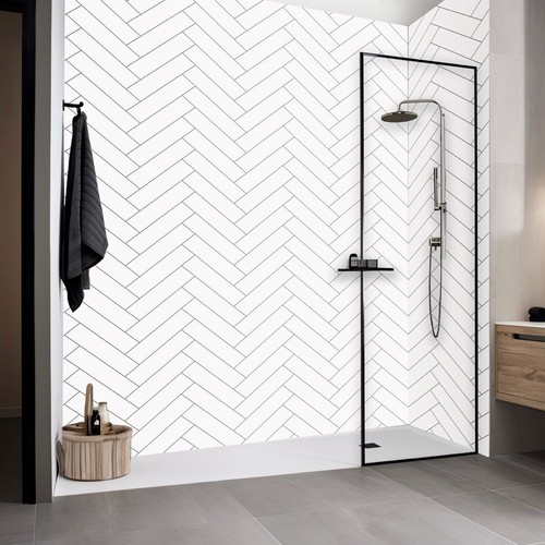 White chevron gloss tile - chevron,